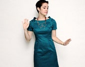 Turquoise mini dress, party dress,  tailored  evening dress, cocktail mini dress, prom tailored romantic in stock size:M-XL (38-44)