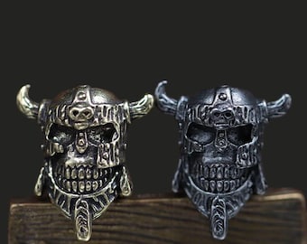 Antique Brass Viking Skull Bead – DIY Paracord Lanyard Accessory