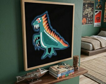 Kaiju Art Print Retro Monster Flash