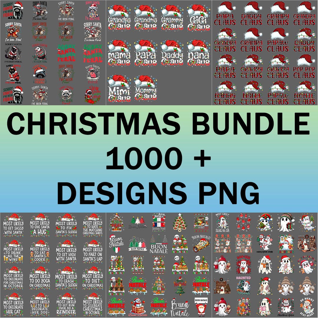1000+ Santa Christmas PNG Bundle – Big Gnome Clipart, Festive Holiday ...