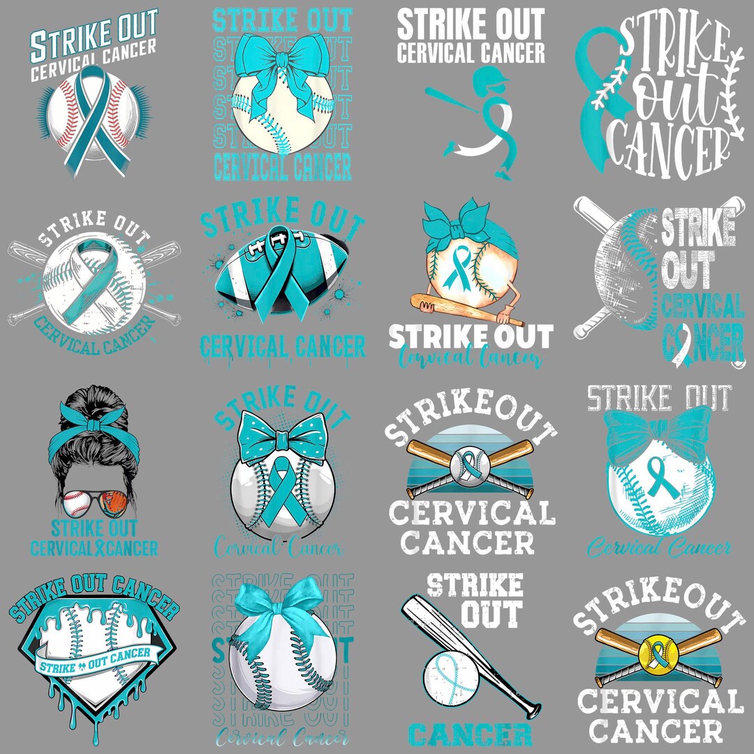 Teal Ribbon Baseball PNG – Strike Out Cervical Cancer Awareness Clipart ...