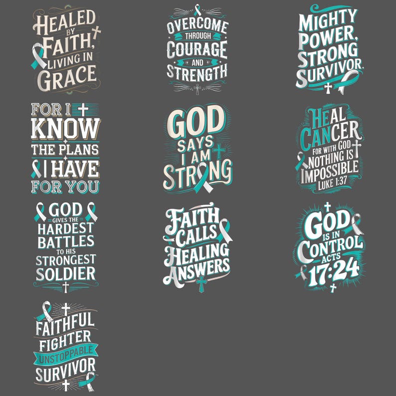 Survivor Cervical Cancer PNG – Motivational Quote Christian Faith Teal ...