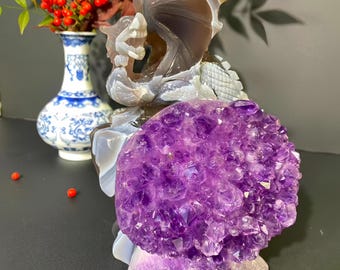 7.6" Amethyst Agate Crystal Carvings – Healing Crystal Decor, Spiritual Home Ornament, Chakra Energy Gift, Meditation & Mindfulness Crystal