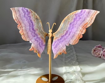 9.6" Mexican Agate Amethyst  Wings – Healing Crystal Decor, Spiritual Home Ornament, Chakra Energy Gift, Meditation & Mindfulness Crystal