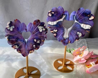 26,5 cm blaue Blume Achat Kristall Flügel - Kristall zur Kristallheilung, Dekoration, spirituelle Hausverzierung, Chakra Energie Geschenk, Meditation & Mindfulness Kristall