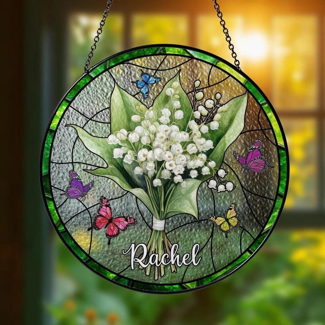 Personalized Lily of the Valley Decoration Stained Glass Suncatcher ...