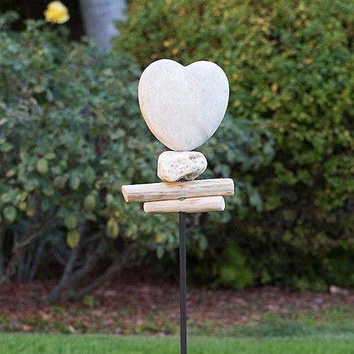 Stone Heart Garden Stakes Etsy