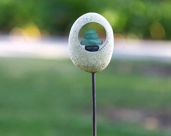 Lunar Harmony Cairn Garden Stake