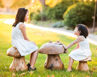 Reclaimed Teak Root Mushroom Stool Natural Wood Stool Chair Home & Garden Decor