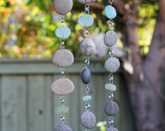 Raindrop Garland Glass and River Stone Suncatcher Rain Chain