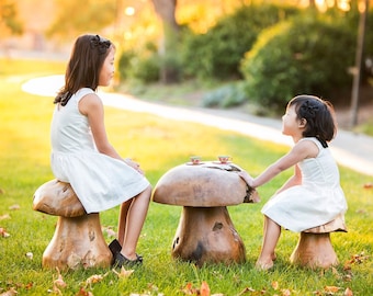 Reclaimed Teak Root Mushroom Stool Natural Wood Stool Chair Home & Garden Decor