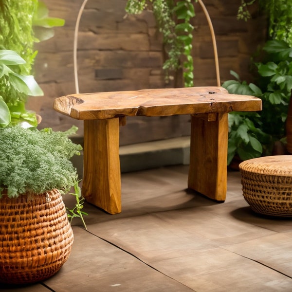 Teak Garden Bench Reclaimed Teak Natural Style Outdoor Handmade Furniture wood- Accent Rustic decor Patio Deck Porch Backyard Bench