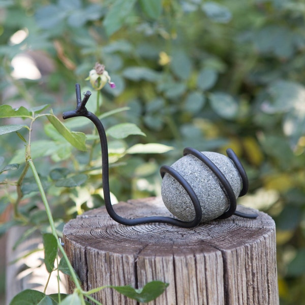 Cute Javanese Pebble Snail - Hand Carved Garden Sculpture