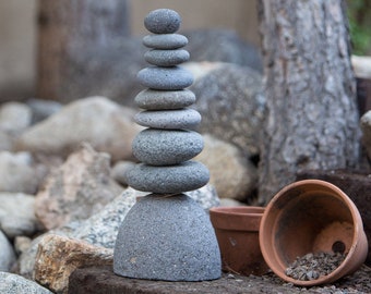 Nonuple 9 Stones Natural River Stone Rock Cairn Sculpture Stacked Stone Balanced Rock Zen Stones Meditation