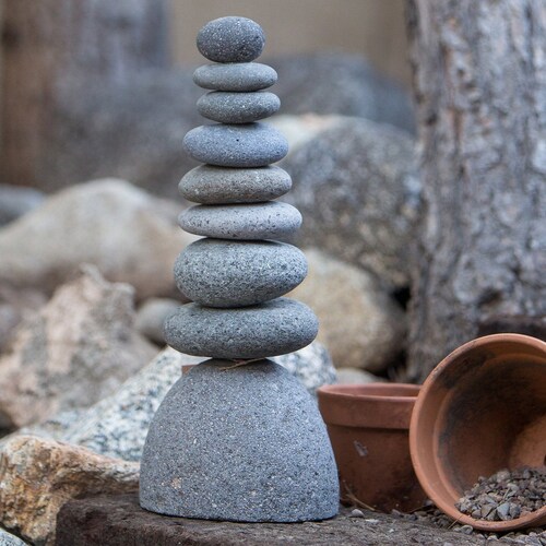 Rock Cairn Candle Holder Natural River Stone Sculpture Stacked Etsy