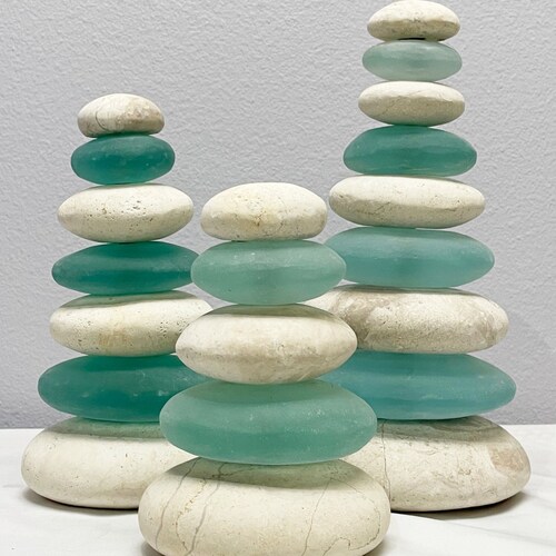 Awesome Glass Cairns Made With Recycled Glass and River Rocks Etsy