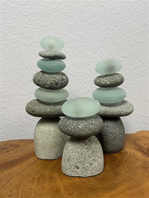  Happy Gardens Zen Stacked Rocks Sculpture  Cairn Statue  Balancing Rock Stone Decor for Japanese Garden : Patio, Lawn & Garden