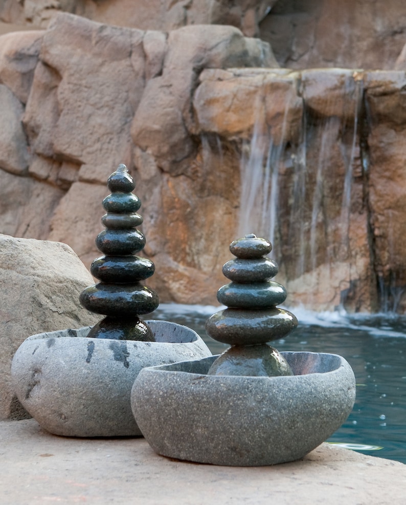 Natural Rock Cairn Water Fountain 5 Stones/ 7 Stones Rock Etsy
