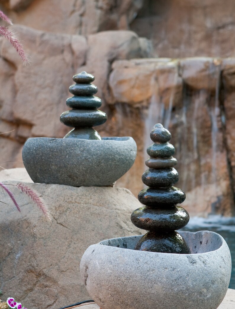 Natural Rock Cairn Water FOUNTAIN 5 Stones/ 7 Stones Rock Etsy