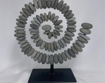 Java Spiral: Handmade River Stone Garden Stand