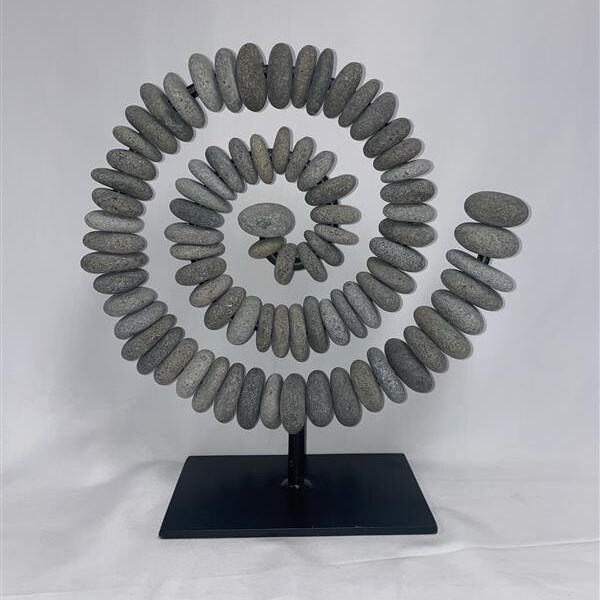 Java Spiral: Handmade River Stone Garden Stand