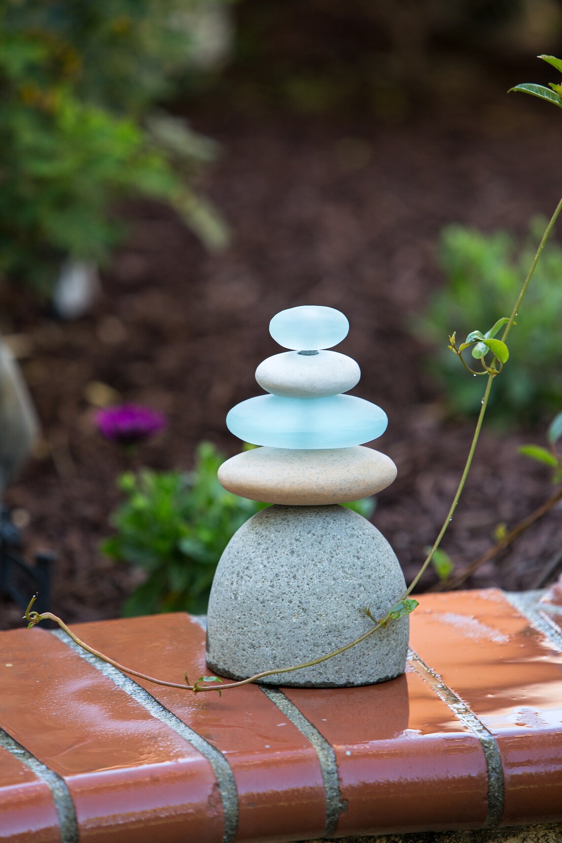 Awesome Glass Cairns made with Recycled Glass and River Rocks Etsy