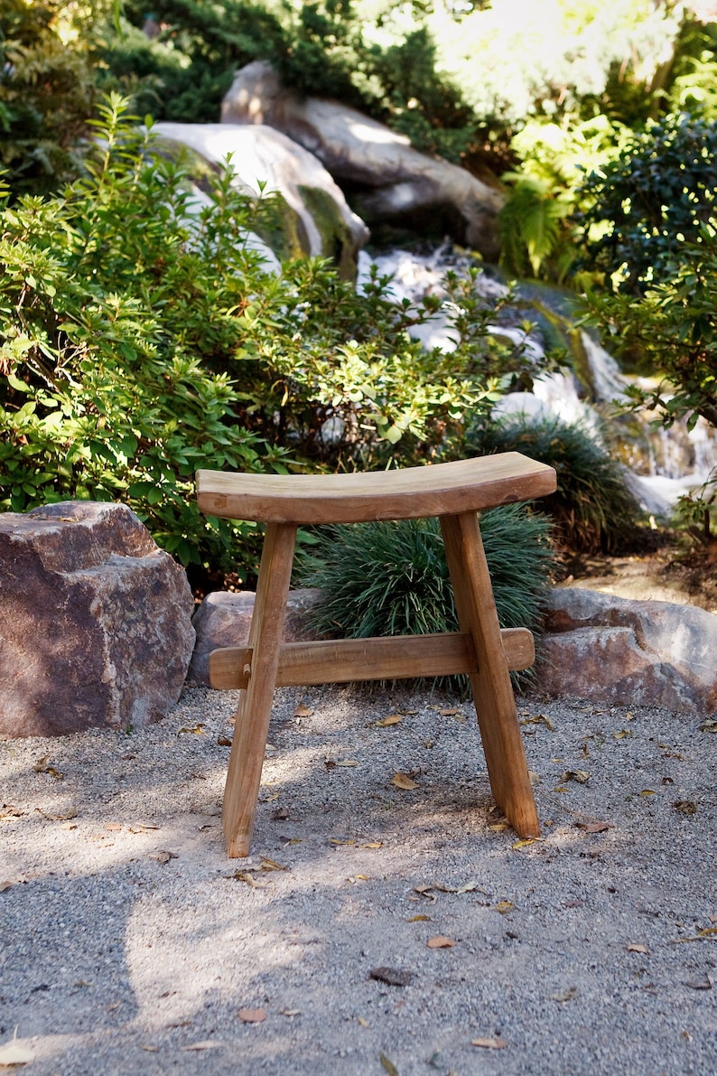 Teak Stool Japanese Zen Style Natural Wood Stool Chair Home Etsy