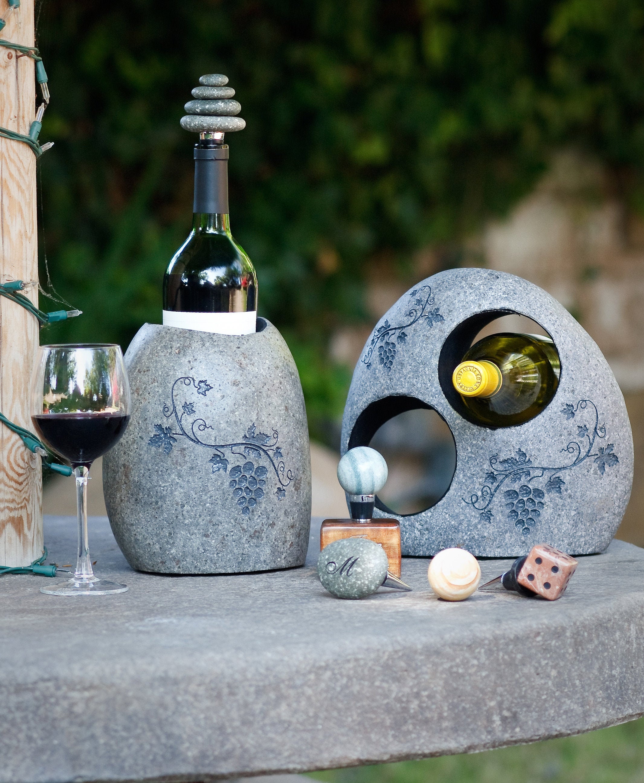 Natural Stone Wine Cooler Chiller Engraved Wine Bottles Holder Etsy