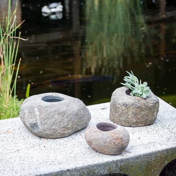 River Stone Pot Natural Rock Planter 