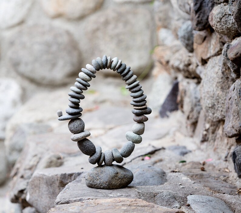 Oval Balanced Stand Rock Cairn Sculpture Natural River Stone Etsy
