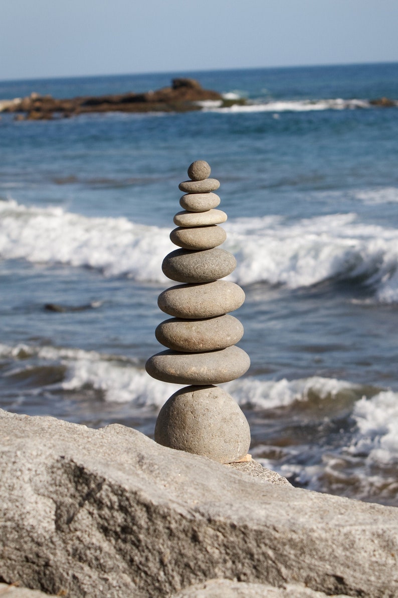 Big Giant Rock Cairn Sculpture Natural River Stone Stacked Etsy