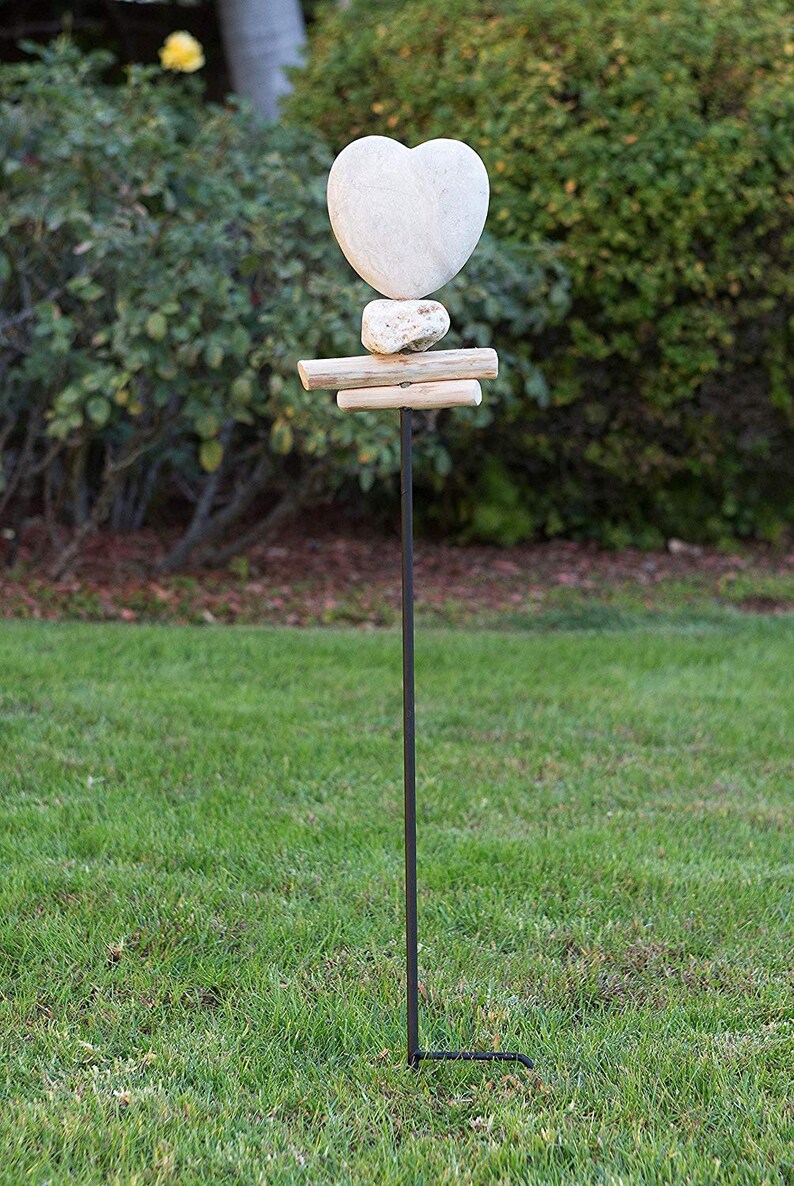 Stone Heart Garden Stakes Etsy