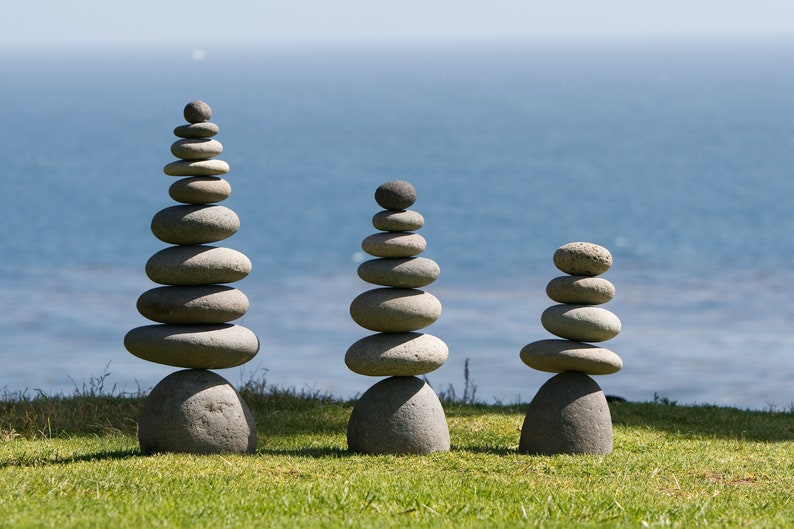 Giant Rock Cairn Sculpture Natural River Stone Stacked Etsy