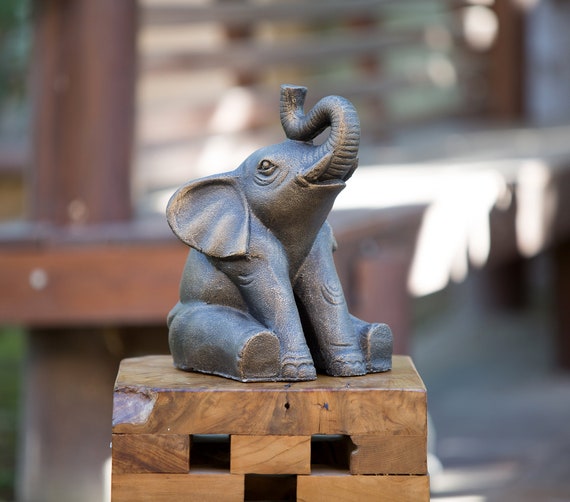 Happiness Good Luck Elephant Statue Home Garden Decor Zen Garden Lucky ...