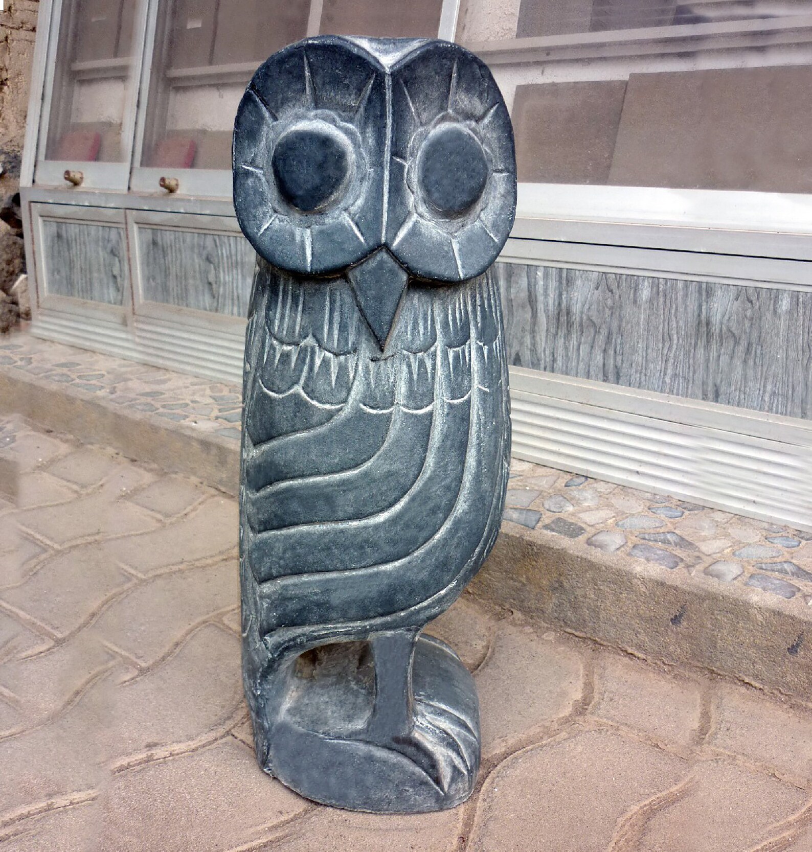 Standing Solid Stone Owl Statue made From Fiber Cement Lawn Etsy