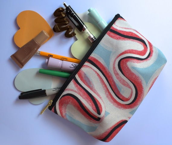 Abstract Red Wave Accessory/Cosmetic Bag