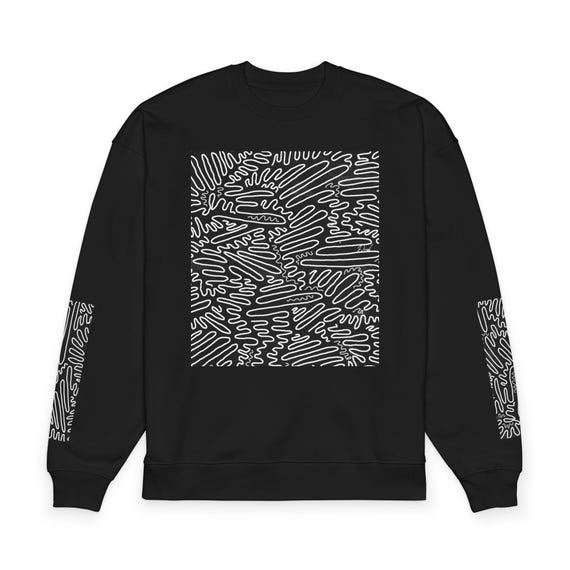 Abstract Line Maze Sweatshirt | Black Graphic Crewneck