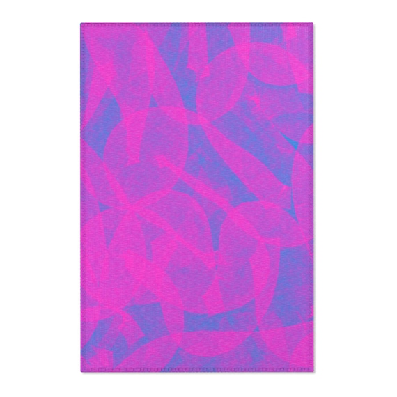 Abstract Pink Blue Pattern Area Rug | Modern Geometric Accent Rug