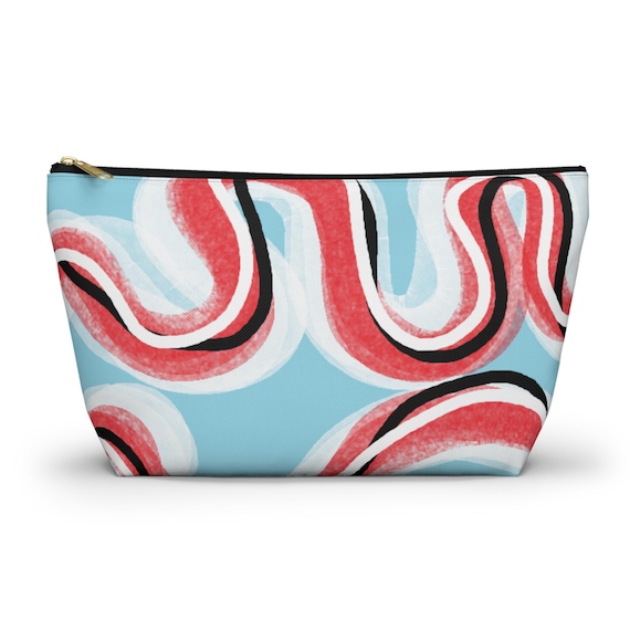 Abstract Red Wave Accessory/Cosmetic Bag