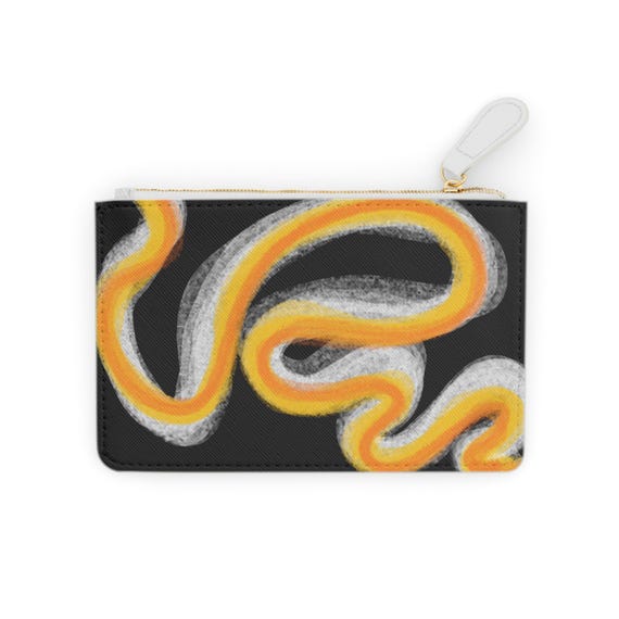 Abstract Yellow Orange Swirl Mini Clutch Bag | Bold Brushstroke Design