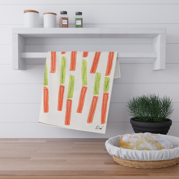 Mod Carrot Pattern Tea Towel