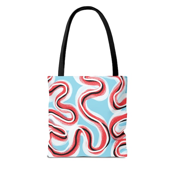 Abstract Red Swirl Tote Bag | Organic All-Over Print