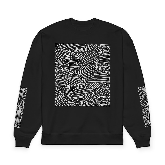 Abstract Line Maze Sweatshirt | Black Graphic Crewneck