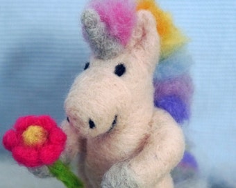 Serena Unicorn Rainbow Needle Felted Figurine