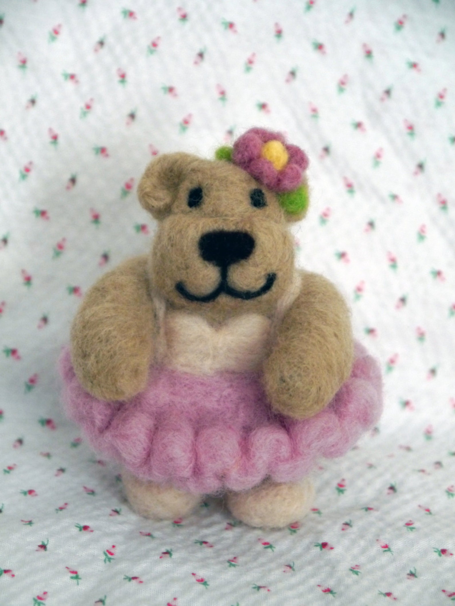 josephine ballerina bear felted figurine, ballet dancer