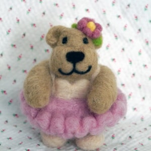 Josephine Ballerina Bear Felted Figurine, Ballet Dancer