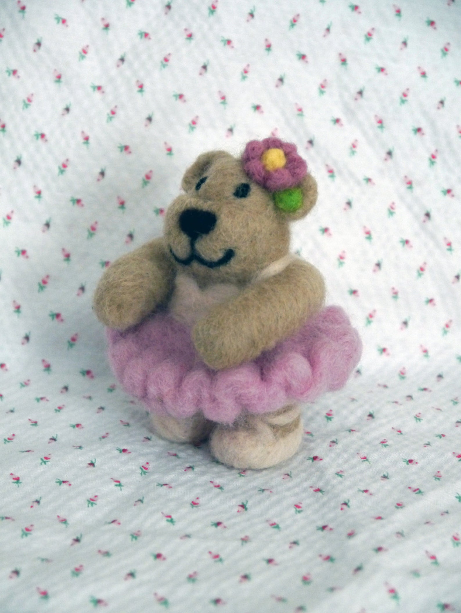 josephine ballerina bear felted figurine, ballet dancer