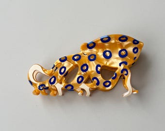 Blue Ringed Octopus Acetate Hair Claw Clip, Ocean Animal Sea Life Accessory