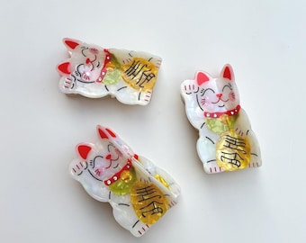Lucky Cat Hair Claw Clip,Maneki Neko Hair Accessory, Good Luck Gift for Women