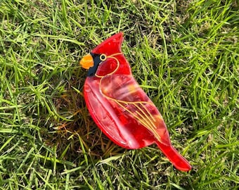 Red Sparrow Hair Claw, Bird hair accessory